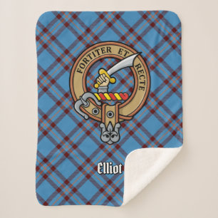 Clan Elliot Crest over het oude Tartan Sherpa Deken