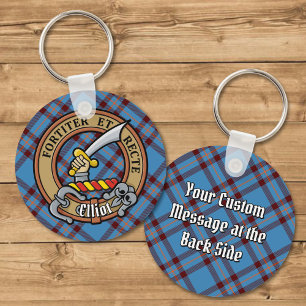 Clan Elliot Crest over het oude Tartan Sleutelhanger