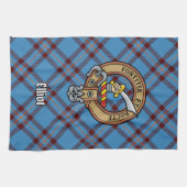 Clan Elliot Crest over het oude Tartan Theedoek (Horizontaal)