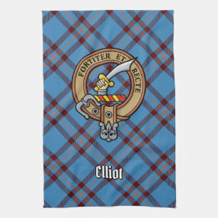 Clan Elliot Crest over het oude Tartan Theedoek