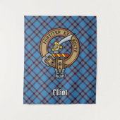 Clan Elliot Crest over het oude Tartan Wandkleed (Voorkant)