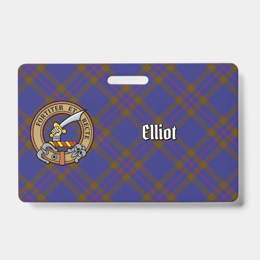 Clan Elliot Crest over Modern Tartan Badge (Voorzijde)