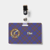 Clan Elliot Crest over Modern Tartan Badge (Voorzijde met clip)