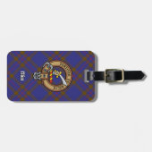 Clan Elliot Crest over Modern Tartan Bagagelabel (Voorkant horizontaal)