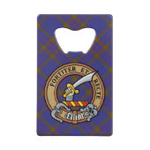 Clan Elliot Crest over Modern Tartan Creditkaart Flessenopener (Voorkant)