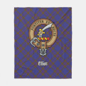 Clan Elliot Crest over Modern Tartan Fleece Deken (Voorkant)