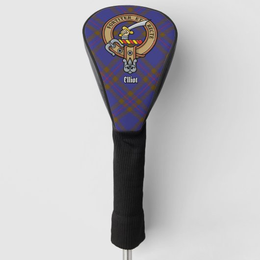 Clan Elliot Crest over Modern Tartan Golfheadcover (Voorkant)