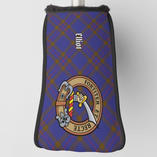 Clan Elliot Crest over Modern Tartan Golfheadcover (Draai 90)