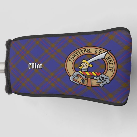 Clan Elliot Crest over Modern Tartan Golfheadcover (Voorkant)
