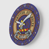 Clan Elliot Crest over Modern Tartan Grote Klok (Hoek)
