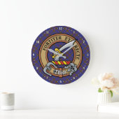 Clan Elliot Crest over Modern Tartan Grote Klok (Huis)