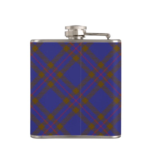Clan Elliot Crest over Modern Tartan Heupfles (Achterkant)