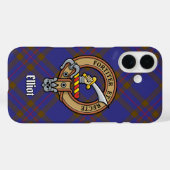 Clan Elliot Crest over Modern Tartan iPhone Case (Achterkant (horizontaal))