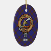 Clan Elliot Crest over Modern Tartan Keramisch Ornament (Rechts)