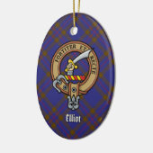 Clan Elliot Crest over Modern Tartan Keramisch Ornament (Links)