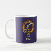 Clan Elliot Crest over Modern Tartan Koffiemok (Links)