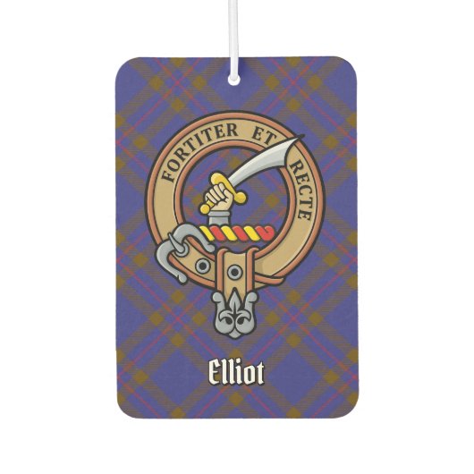 Clan Elliot Crest over Modern Tartan Luchtverfrisser (Voorkant)