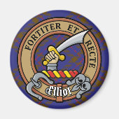 Clan Elliot Crest over Modern Tartan Magneet (Voorkant)