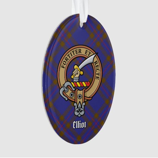 Clan Elliot Crest over Modern Tartan Ornament (voorkant)
