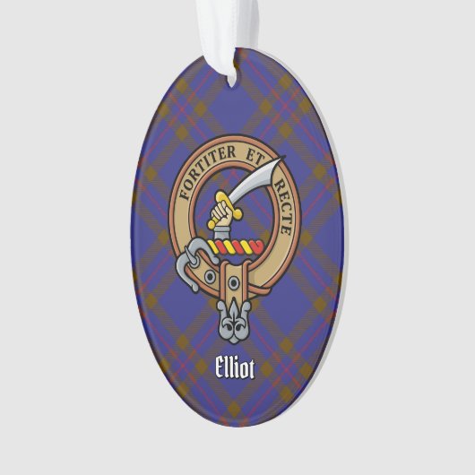Clan Elliot Crest over Modern Tartan Ornament (voorkant)