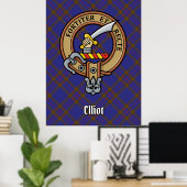 Clan Elliot Crest over Modern Tartan Poster (Thuiskantoor)