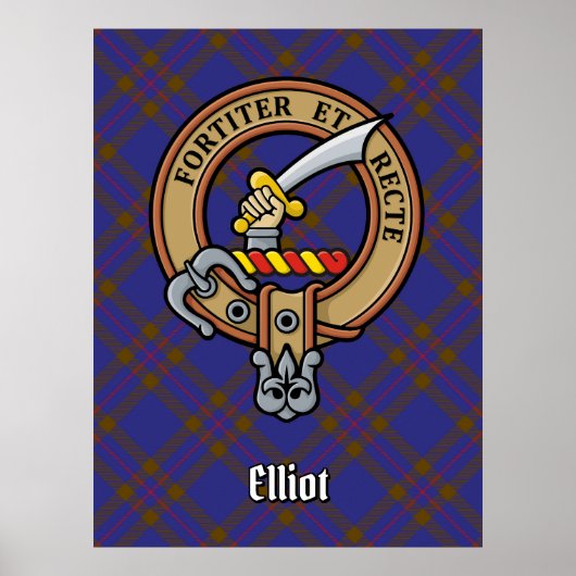 Clan Elliot Crest over Modern Tartan Poster (Voorkant)
