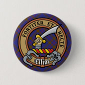 Clan Elliot Crest over Modern Tartan Ronde Button 5,7 Cm (Voorkant)