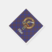 Clan Elliot Crest over Modern Tartan Servet (Hoek)