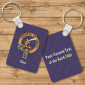 Clan Elliot Crest over Modern Tartan Sleutelhanger
