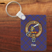 Clan Elliot Crest over Modern Tartan Sleutelhanger (Voorkant)