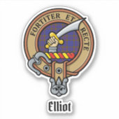 Clan Elliot Crest over Modern Tartan Sticker (Voorkant)