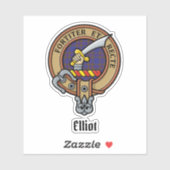 Clan Elliot Crest over Modern Tartan Sticker (Vel)