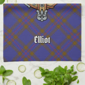 Clan Elliot Crest over Modern Tartan Theedoek (Gevouwen)