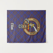 Clan Elliot Crest over Modern Tartan Wandkleed (Voorkant (horizontaal))
