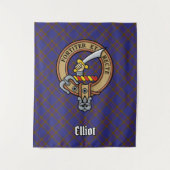 Clan Elliot Crest over Modern Tartan Wandkleed (Voorkant)