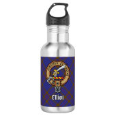 Clan Elliot Crest over Modern Tartan Waterfles (Voorkant)