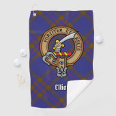 Clan Elliot Crest over moderne Tartan Golf Handdoe Golfhanddoek (Insitu)