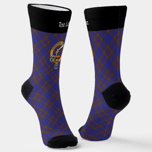 Clan Elliot Crest over moderne Tartan Sokken (Gebogen)