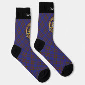 Clan Elliot Crest over moderne Tartan Sokken (Rechts)