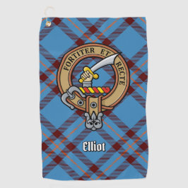 Clan Elliot Crest over oude Tartan Golf Handdoek