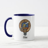 Clan Elliot Crest over oude Tartan Mok (Links)