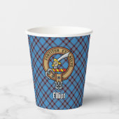 Clan Elliot Crest over oude Tartan papieren bekers (Voorkant)