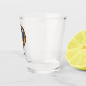 Clan Elliot Crest over oude Tartan Shot Glass Glas (Rechts)