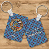 Clan Elliot Crest over oude Tartan Sleutelhanger