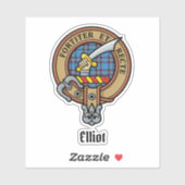 Clan Elliot Crest over oude Tartan Sticker (Vel)