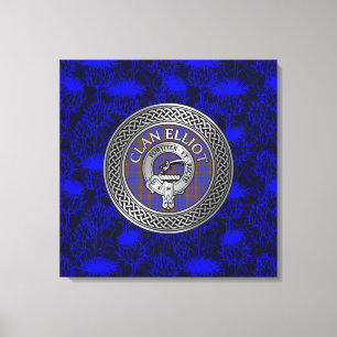 Clan ELLioT Crest & Tartan Knoop op Distel Canvas Afdruk