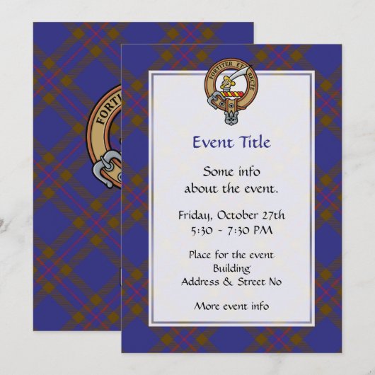 Clan Elliot Crest uitnodiging (Voorkant / Achterkant)