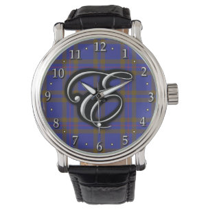 Clan Elliot Letter E Monogram Tartan Horloge