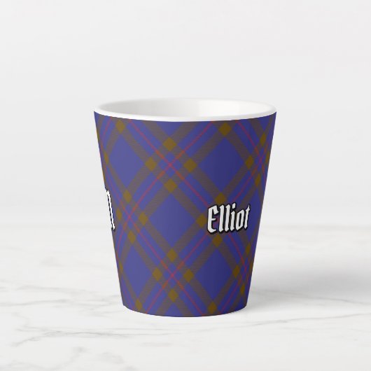Clan Elliot Modern Tartan Latte Mok (Voorkant)