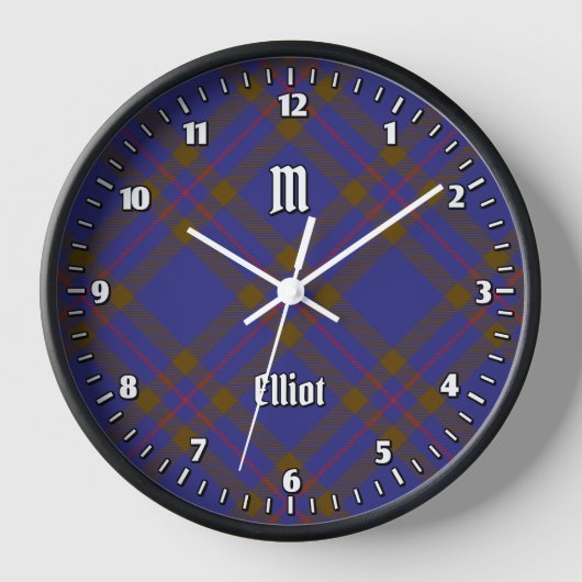 Clan Elliot moderne Tartan grote klok (Voorkant)